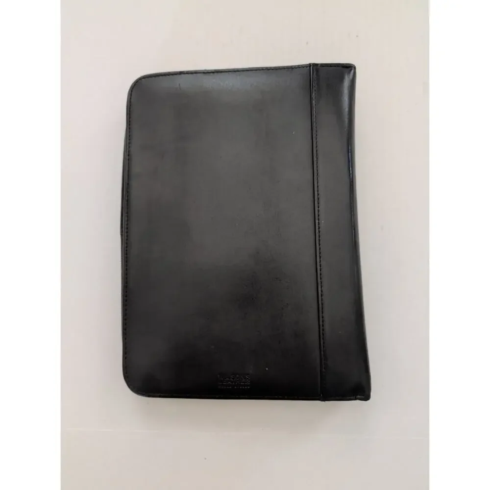 Wilsons Leather Pele Studio Black Portfolio Day Runner Planer 3 Ring Zip Around